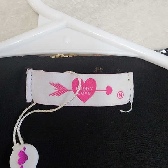 Buddy Love Size M Dress Black / Gold Sequins Loose Fit Wrap Dress Mid Thigh - Picture 8 of 9